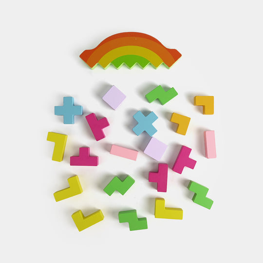 Wooden Rainbow Rocking & Stacking Game