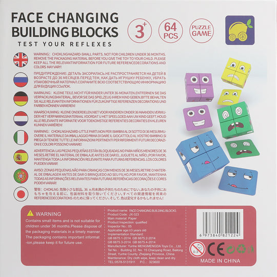 Face Changing Wooden Building Blocks Game for Kids