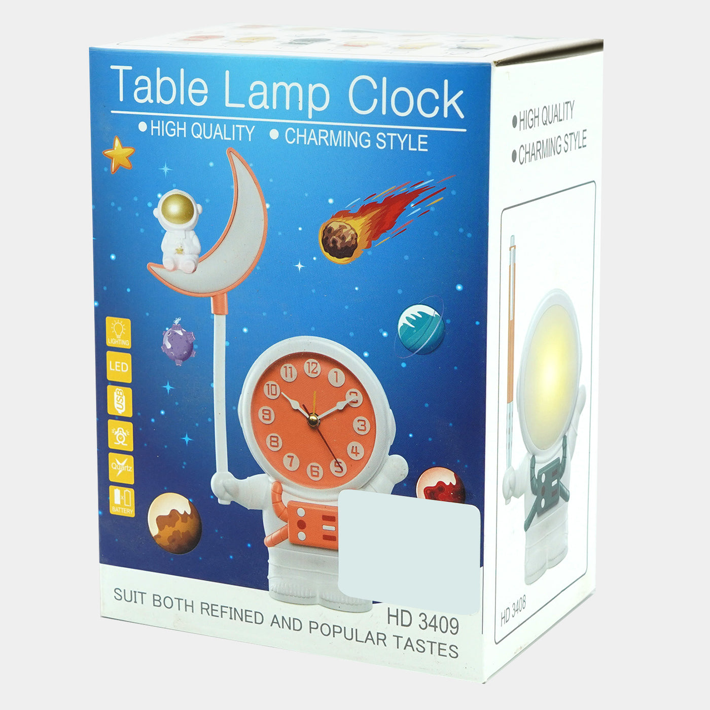 Astronaut Table Lamp Clock For Kids