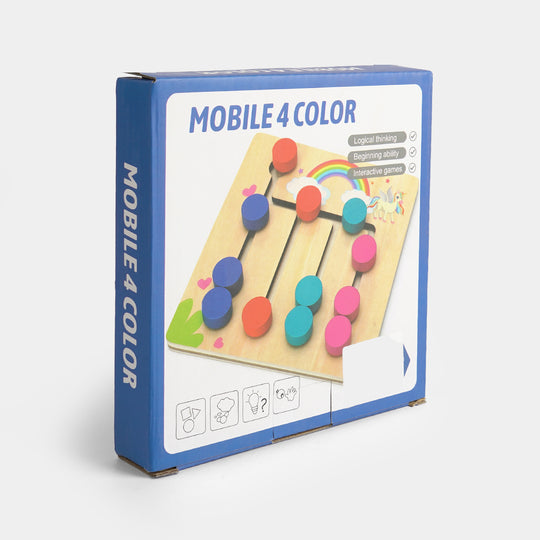 Wooden 4 Color Sliding Logic Puzzle Board