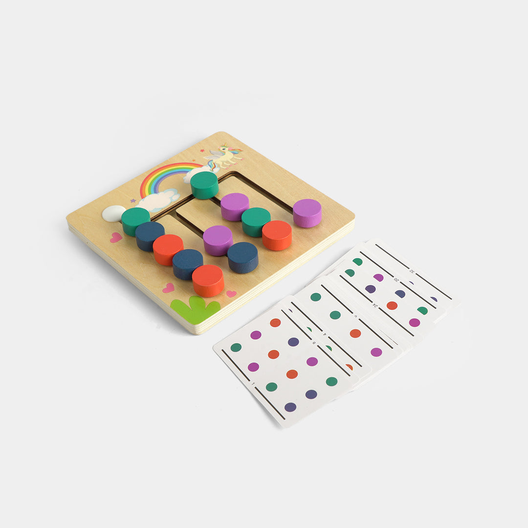Wooden 4 Color Sliding Logic Puzzle Board