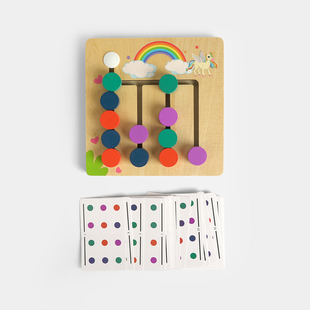 Wooden 4 Color Sliding Logic Puzzle Board