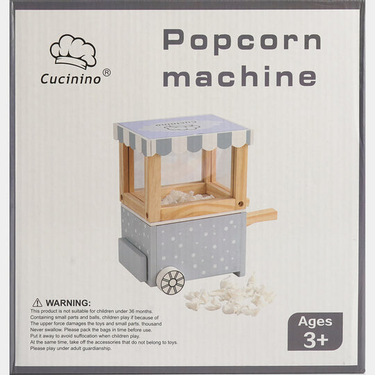 Wooden Popcorn Cart Pretend Play Set For Kids