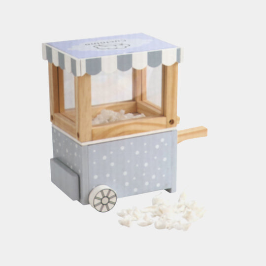 Wooden Popcorn Cart Pretend Play Set For Kids