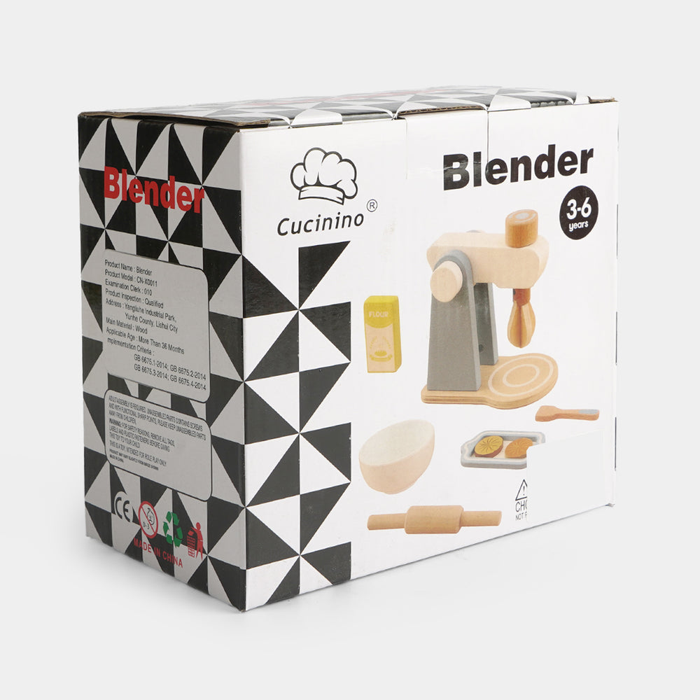 Kids Wooden Stand Mixer & Baking Toy Set for Pretend Play