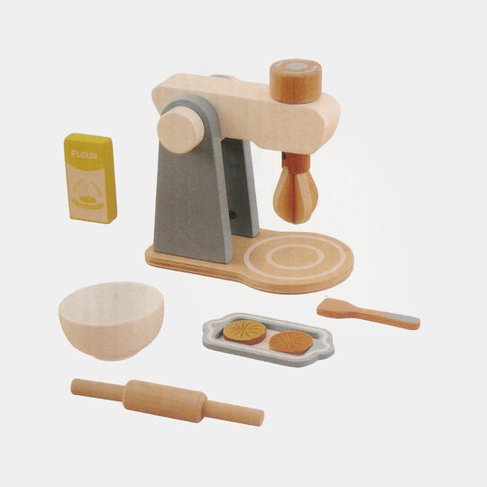 Kids Wooden Stand Mixer & Baking Toy Set for Pretend Play