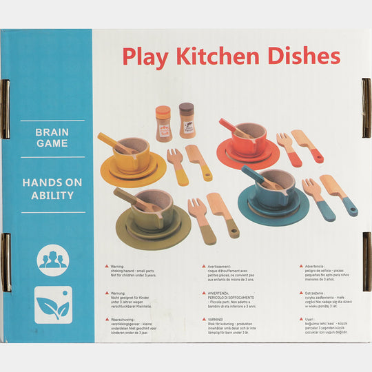 Wooden Play Kitchen Dishes & Cutlery Set -Dining Toy