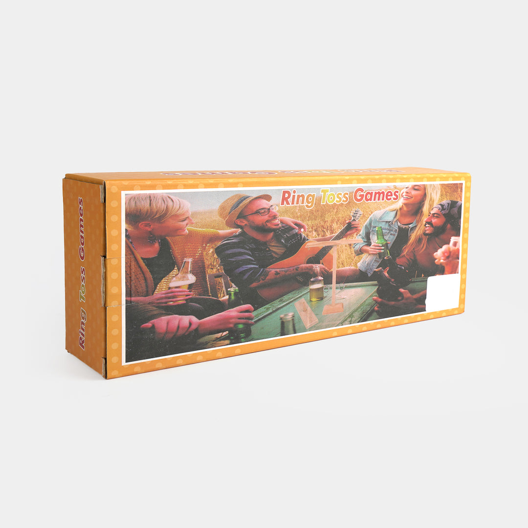 Wooden Hook and Ring Toss Tabletop Game Set
