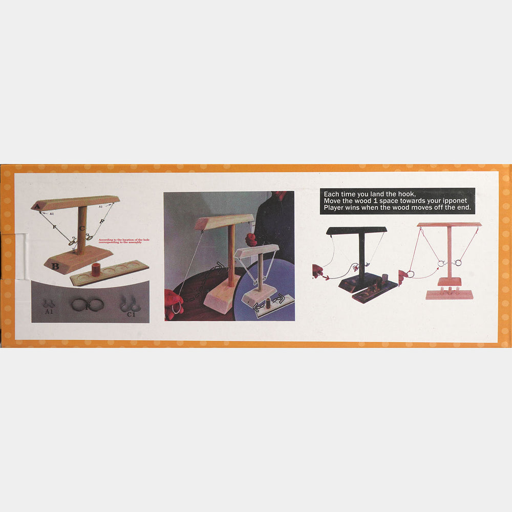 Wooden Hook and Ring Toss Tabletop Game Set