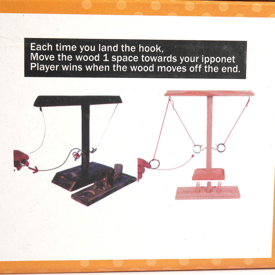 Wooden Hook and Ring Toss Tabletop Game Set