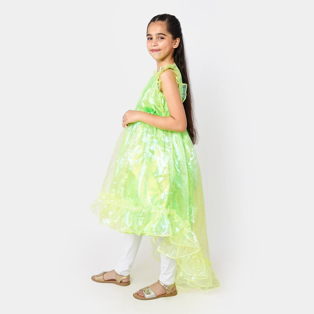 Girls Fancy Frock Neon Green - Neon Green