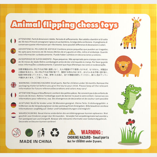 Educational Wooden Animal Matching & Flipping Chess Toy Set