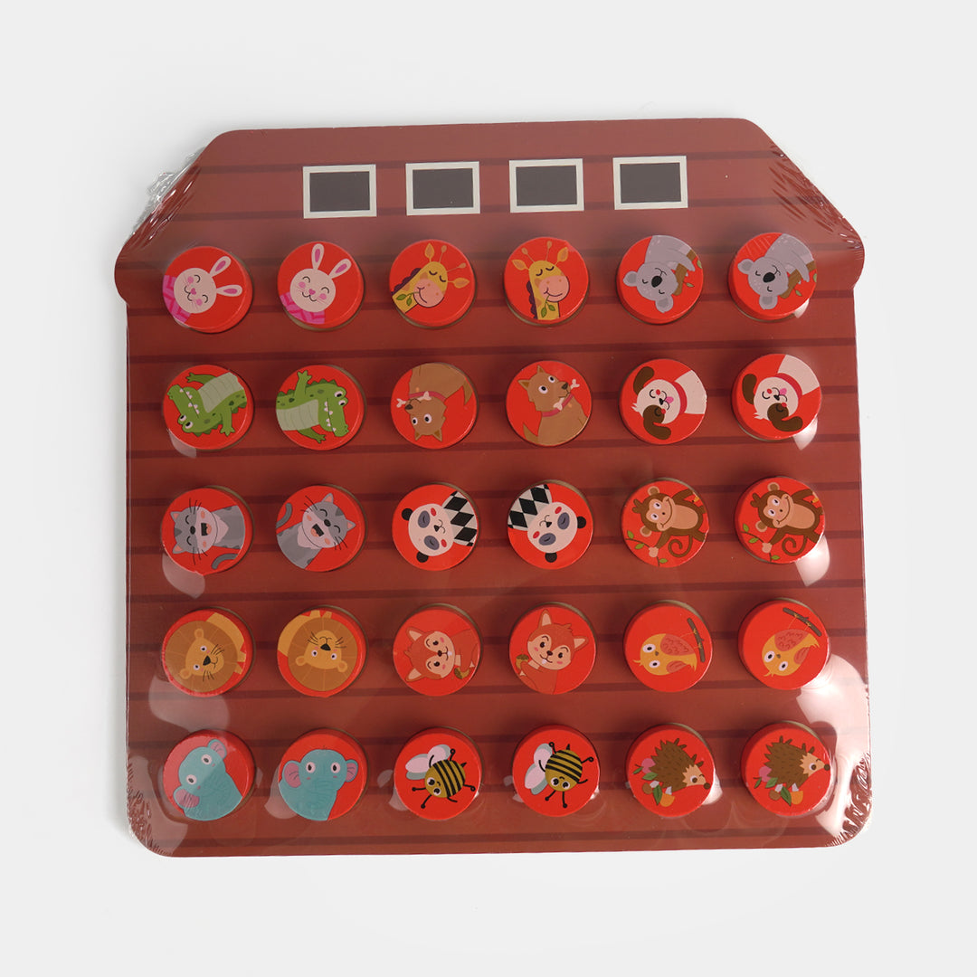 Educational Wooden Animal Matching & Flipping Chess Toy Set