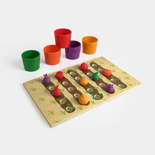 Color Matching Fruits & Veggie Farm Set – Educational Wooden Toy