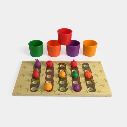 Color Matching Fruits & Veggie Farm Set – Educational Wooden Toy