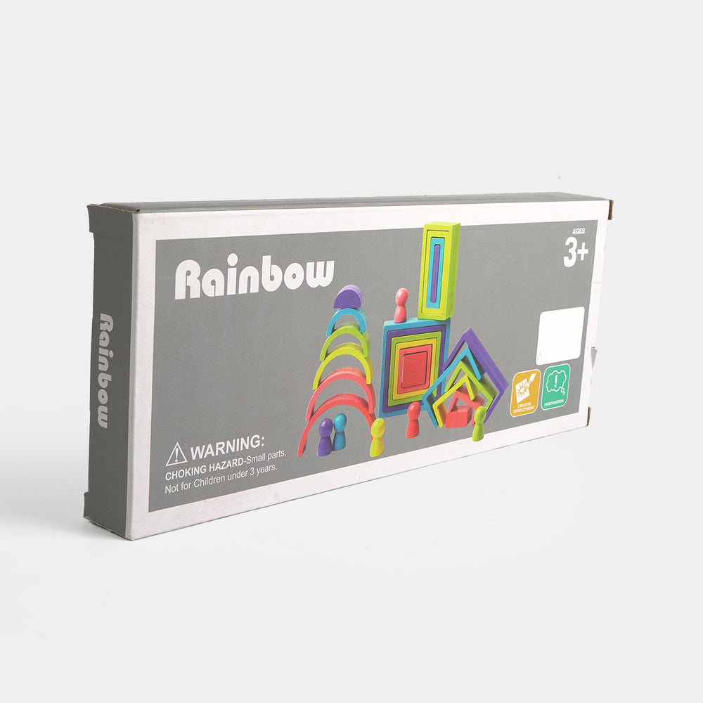 Wooden Rainbow Nesting & Stacking Building Blocks Set