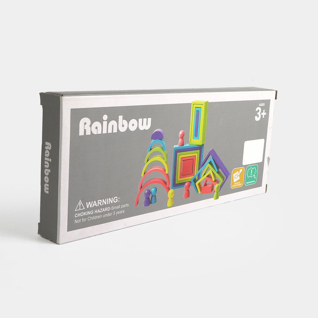 Wooden Rainbow Nesting & Stacking Building Blocks Set