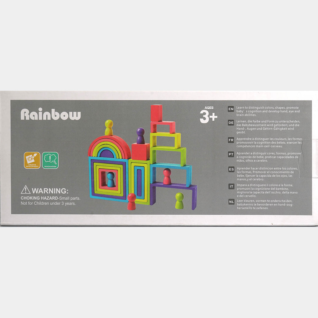 Wooden Rainbow Nesting & Stacking Building Blocks Set