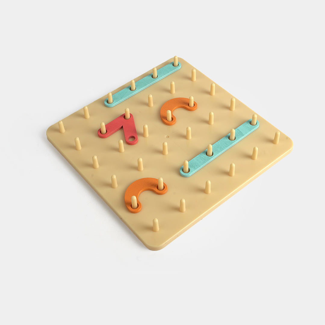 Educational Montessori Wooden Peg Board & Shape Matching Toy