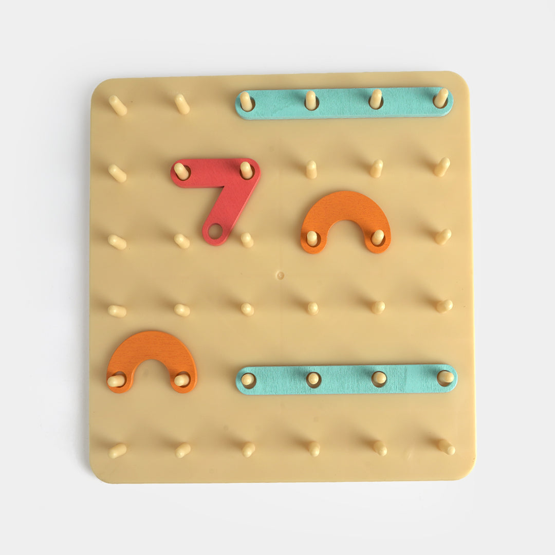 Educational Montessori Wooden Peg Board & Shape Matching Toy