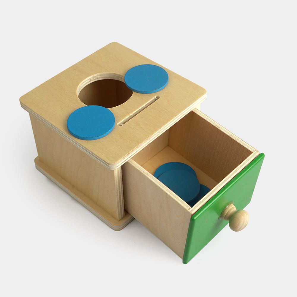 2-in-1 Wooden Object Permanence Box & Coin Posting Toy