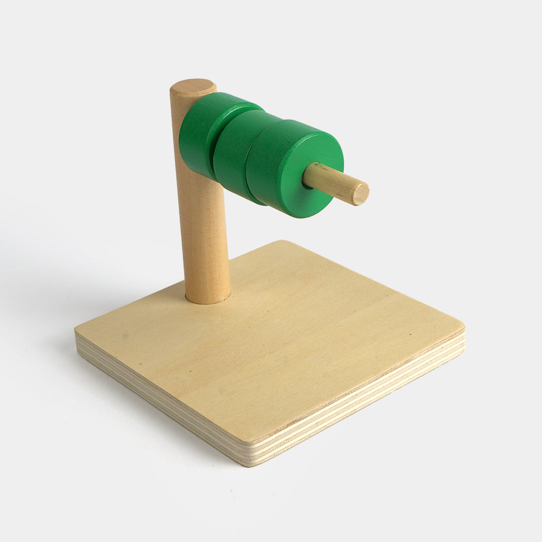 Wooden Horizontal Dowel Ring Discs Fine Motor Toy