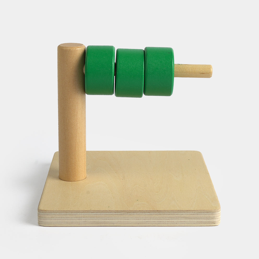 Wooden Horizontal Dowel Ring Discs Fine Motor Toy