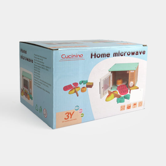 Interactive Wooden Microwave Oven Toy