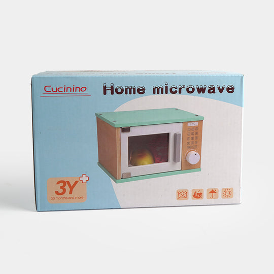 Interactive Wooden Microwave Oven Toy