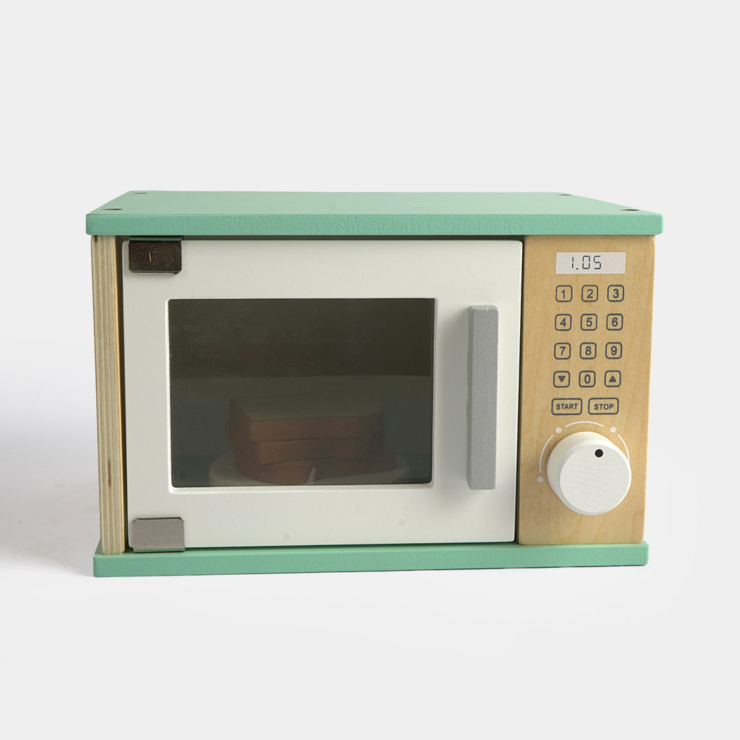 Interactive Wooden Microwave Oven Toy