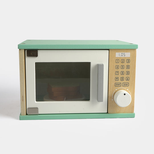 Interactive Wooden Microwave Oven Toy
