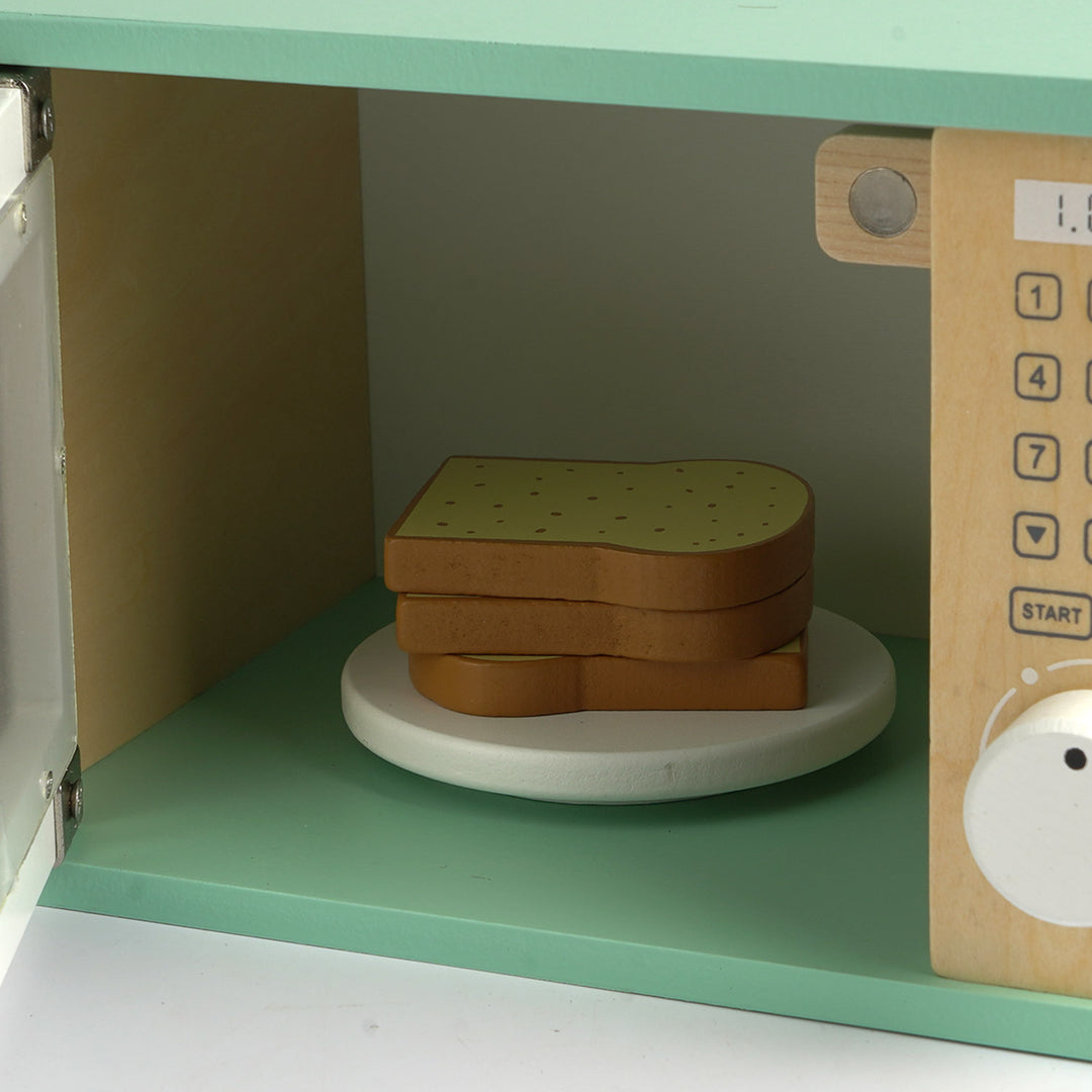Interactive Wooden Microwave Oven Toy