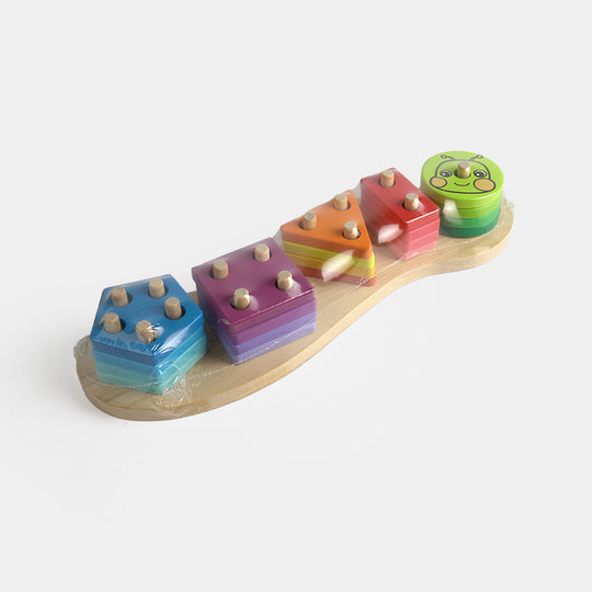 Educational Wooden Caterpillar Shape Sorter Stacking Toy
