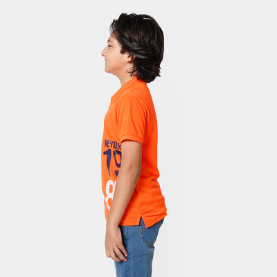 Boys Cotton Polo T-Shirt New York - Orange