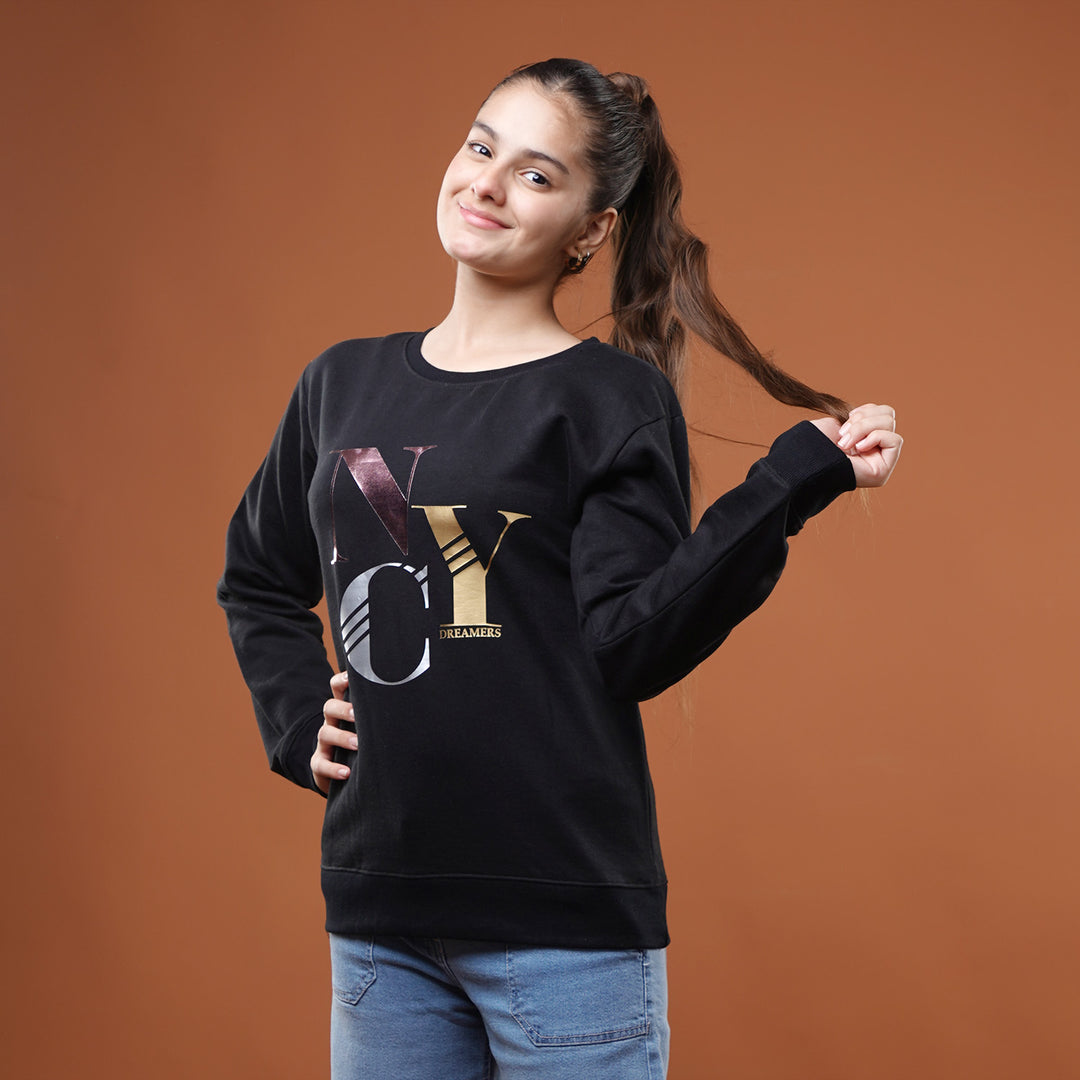 Teens Girls Fleece Sweatshirt NYC-BLACK