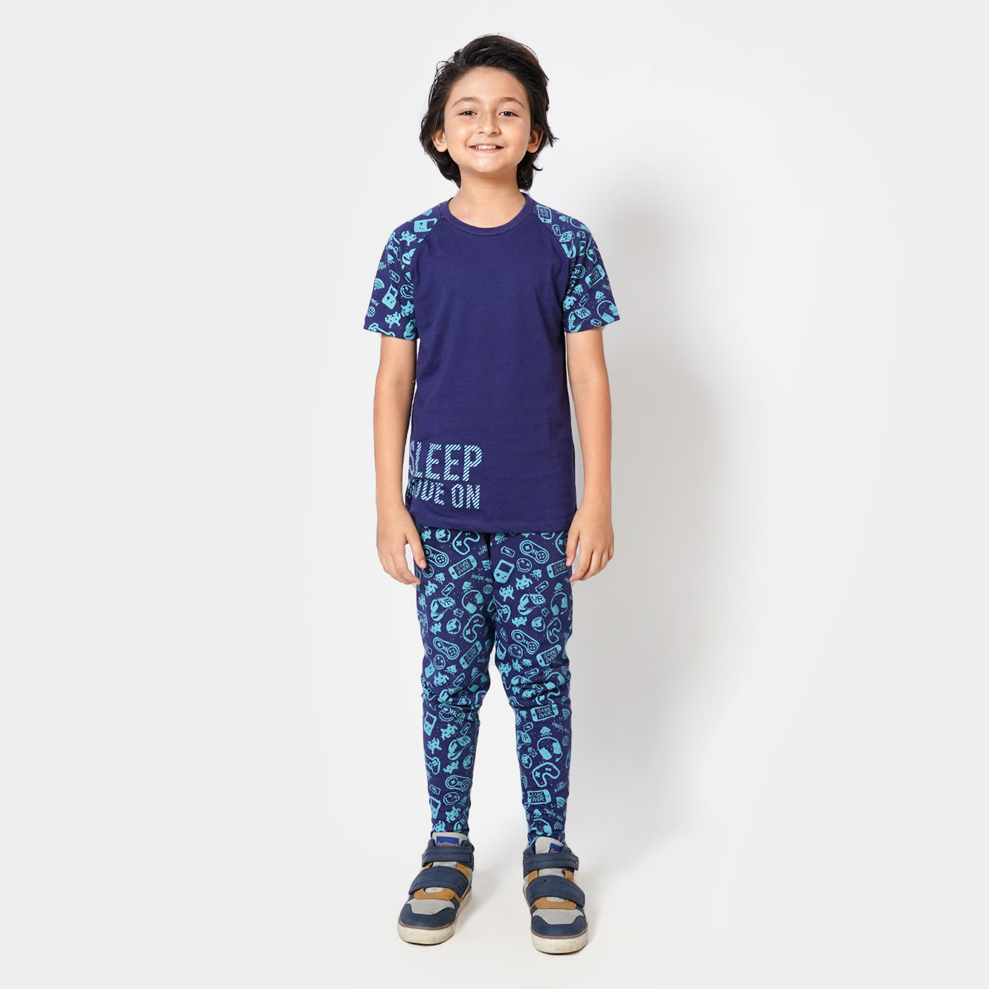 Boys Knitted Night Wear Suit  Gamer - Navy Blue