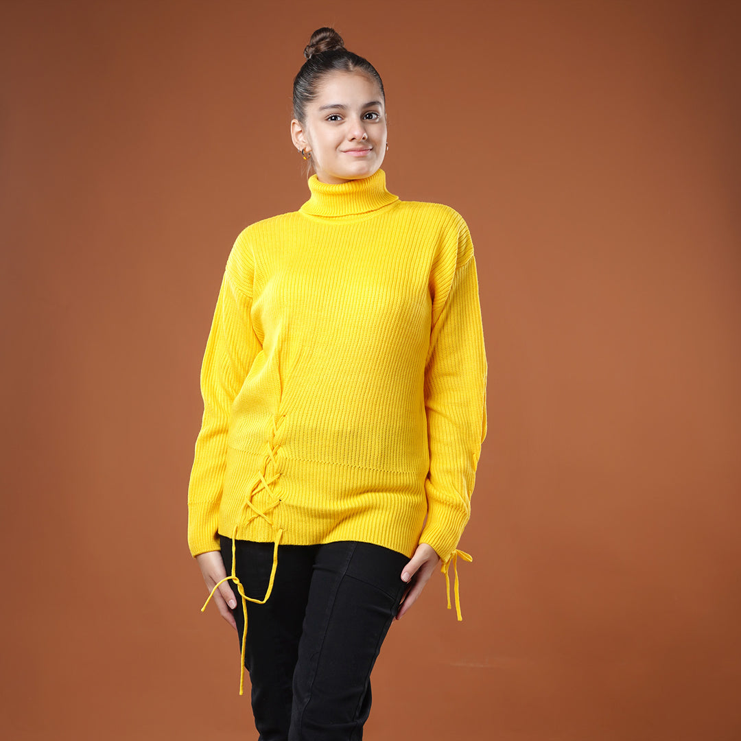 Teens Girls Sweater-Yellow