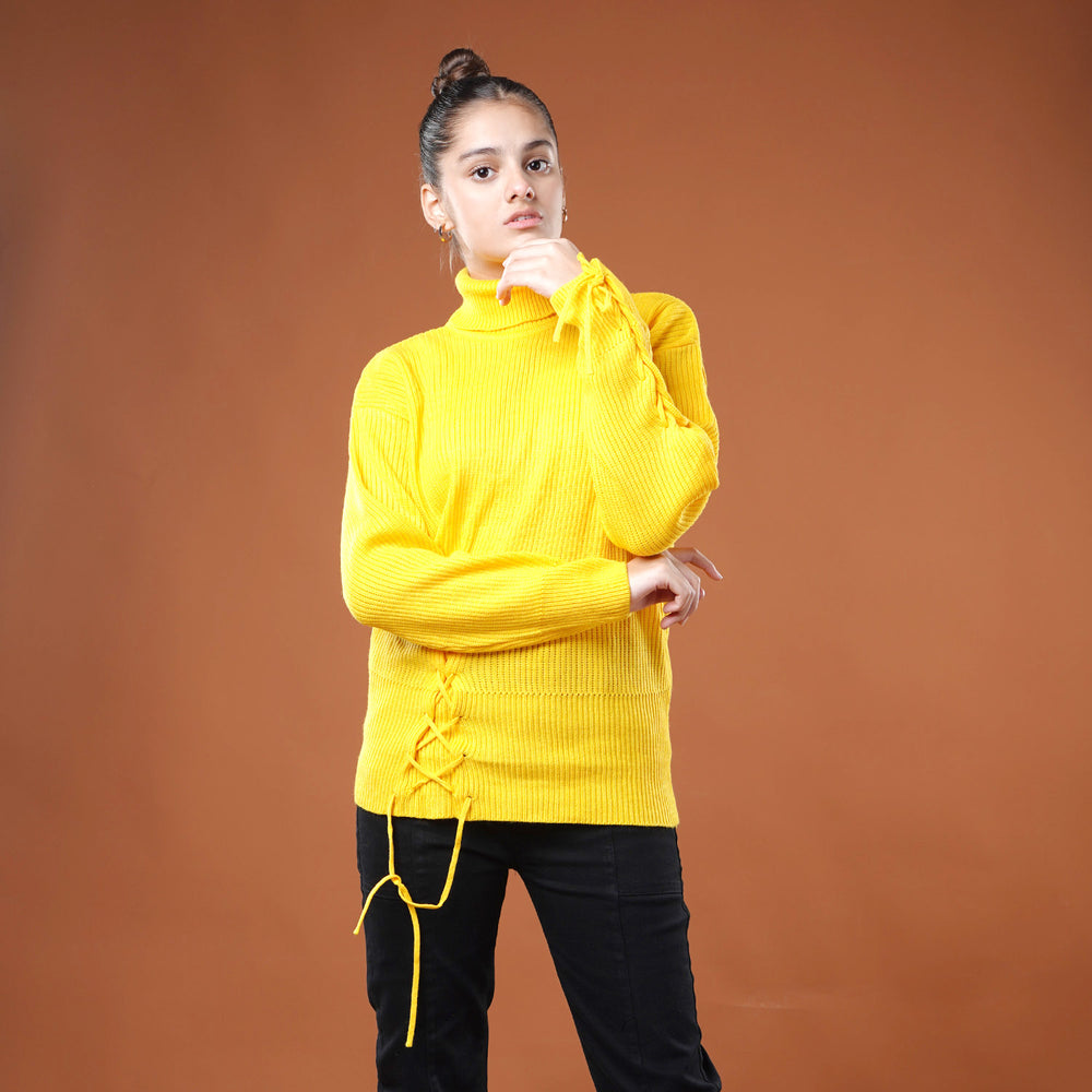 Teens Girls Sweater-Yellow