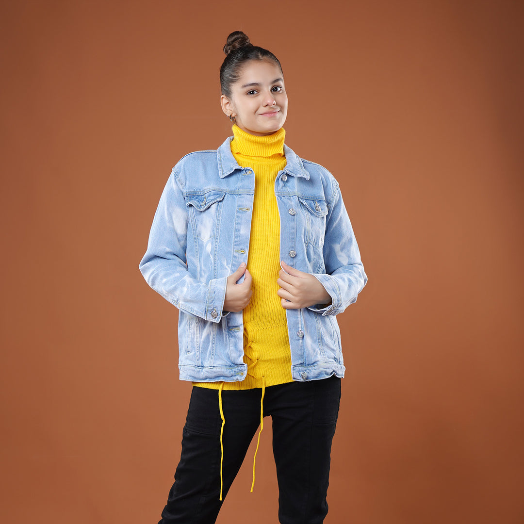 Teens Girls Jackets Denim Tie Dye-Ice Blue Price in Pakistan