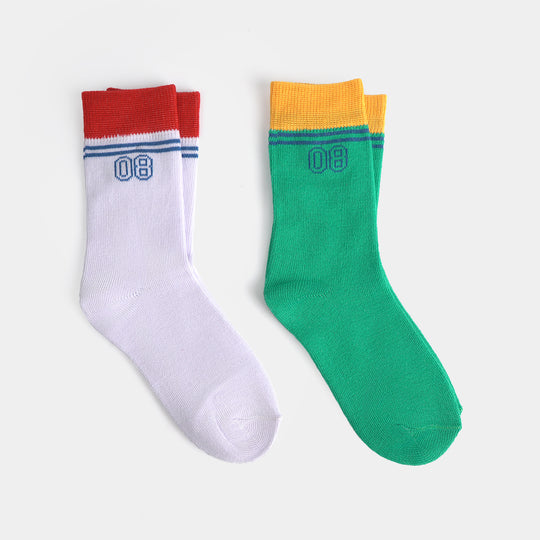 Infant Boys Cotton Sock Pack Of 2 No-08-Green.White