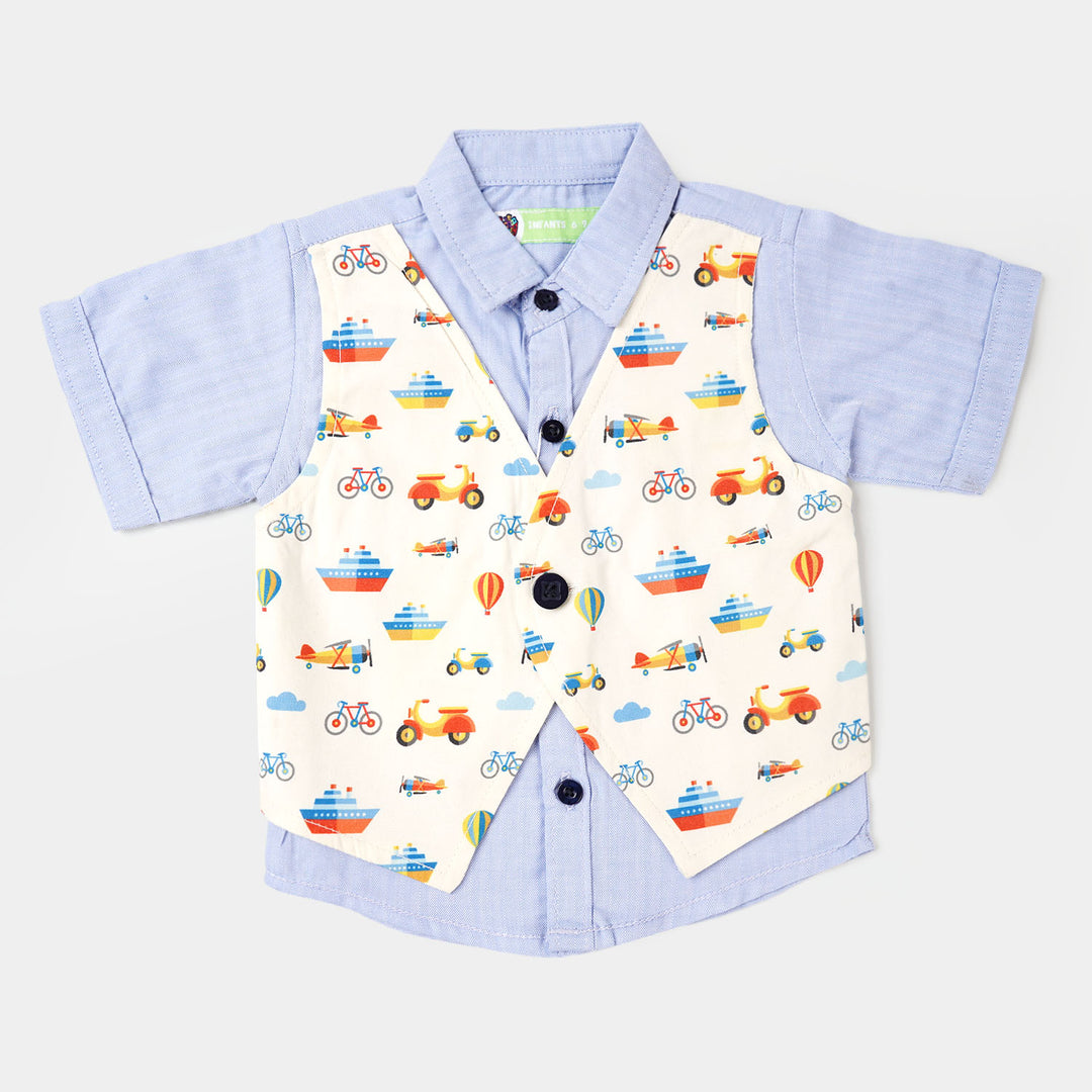 Infant Boys 2PC Suit  AOP Ships - LIGHT BLUE