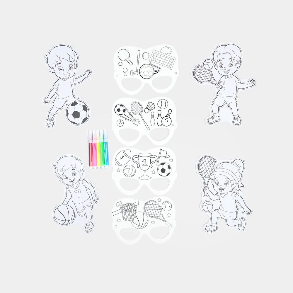 DIY Paper Mask & Character Cutout Coloring Set