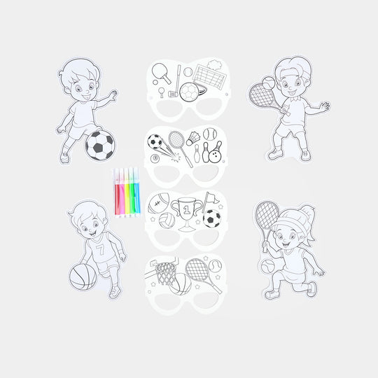 DIY Paper Mask & Character Cutout Coloring Set