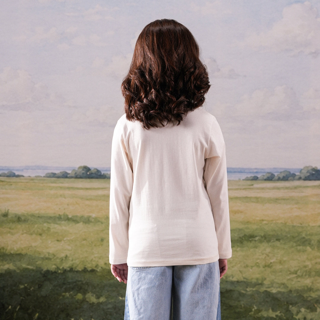 Girls Cotton Jersey T-Shirt London - Off White