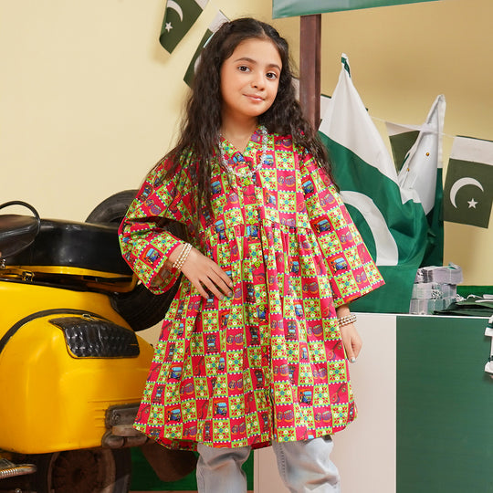 Girls Cotton Poplin IND kurti Hamari Sawari-Green