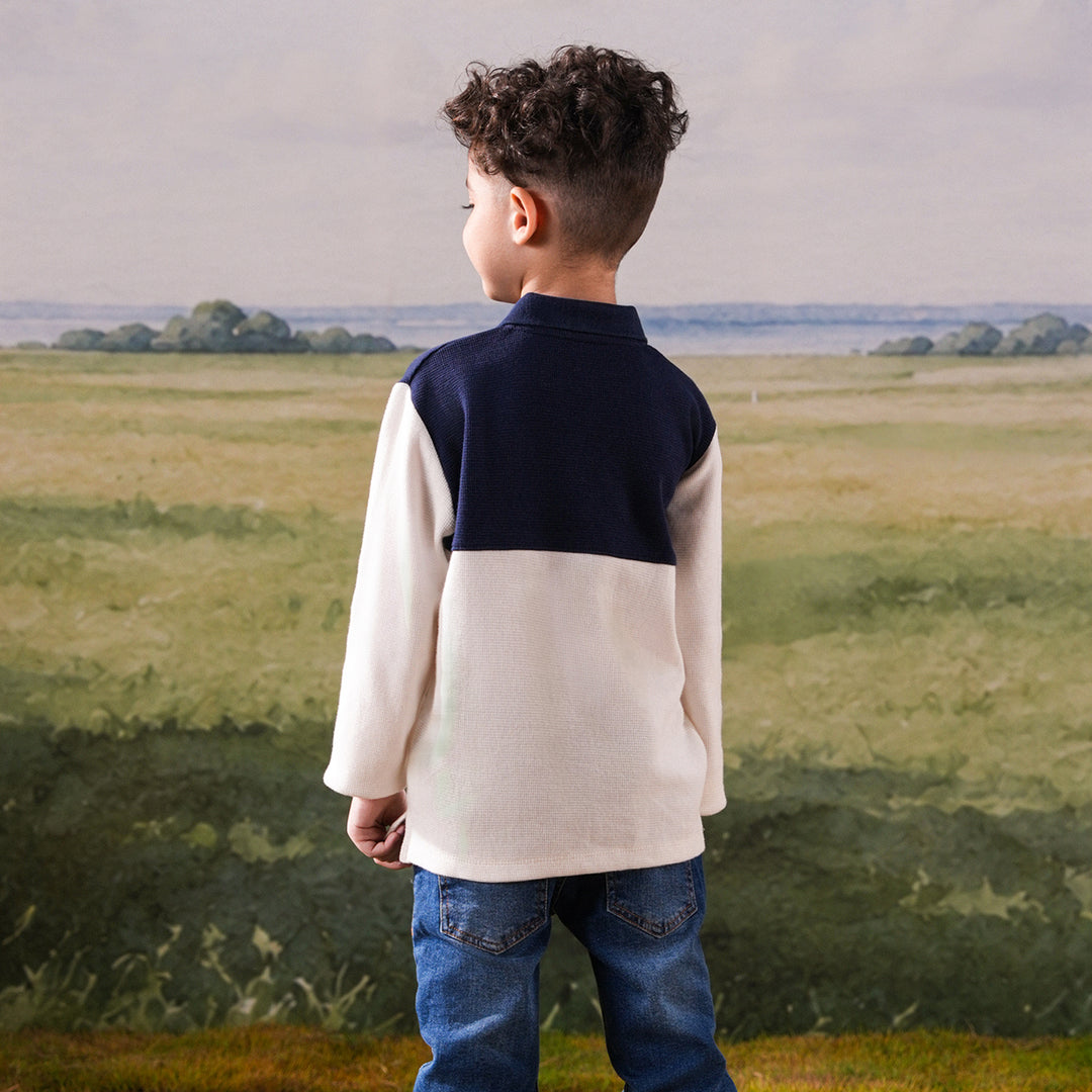 Boys Thermal Polo Michigan - Black & White