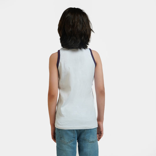 Boys Cotton Sando - White