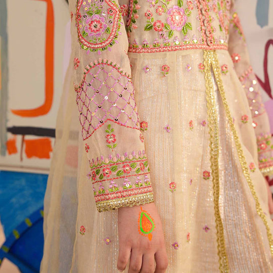 Girls Jacquard 3Pcs Gul Raiz-Cream