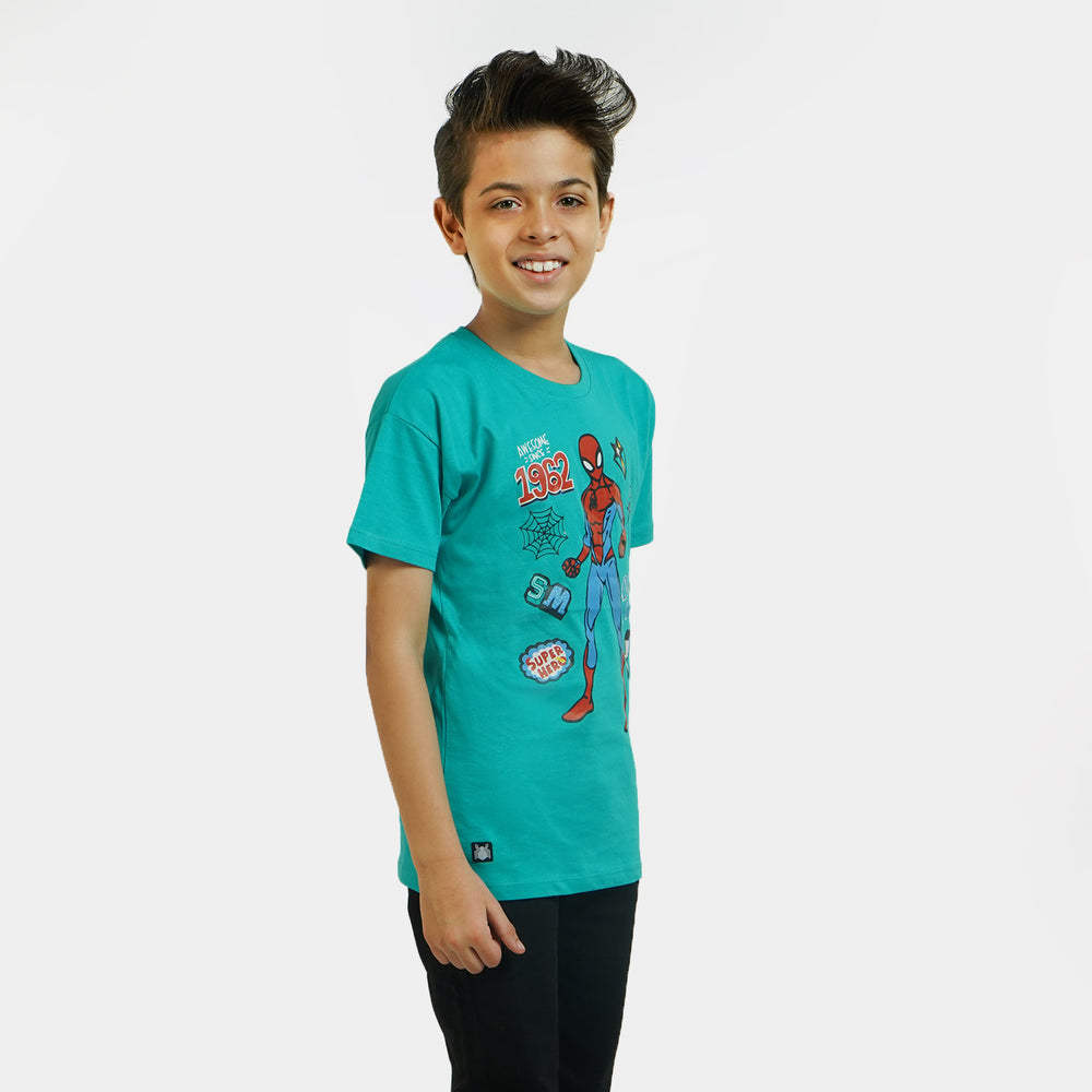 Boys Cotton T-Shirt Action Hero - Ceramic Blue