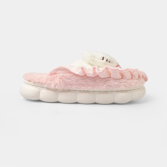 Girls Fur Slipper P-15-Pink